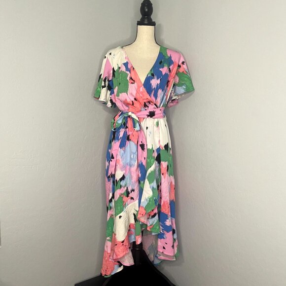*SOLD* Ava & Viv Floral Hi Low Ruffle Flutter Sleeve Dress XXL - Picture 2 of 10